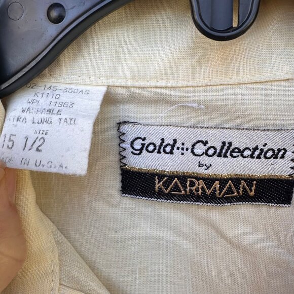 Vintage Western Style Yellow Pearl Button Down Shirt Size 15.5 - Picture 2 of 9